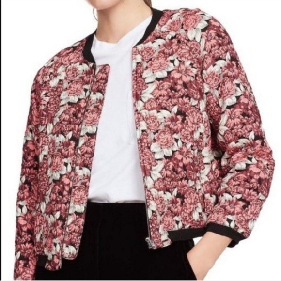 Sandro "Evora" Floral Jacquard Bomber Jacket - Picture 1 of 11
